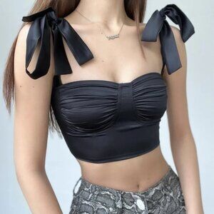 Black Bow Crop Top